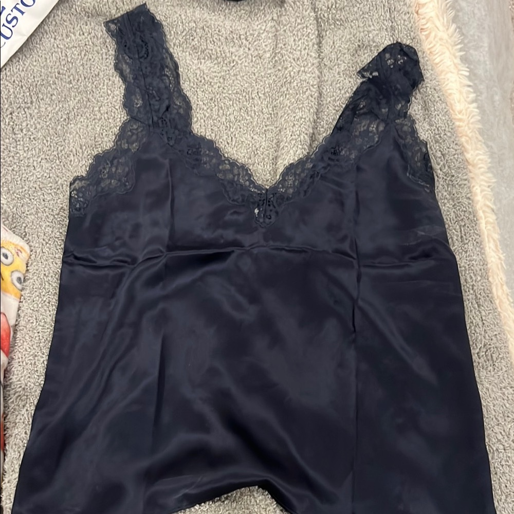 Cami NYC Black and Blue Lace Chemise